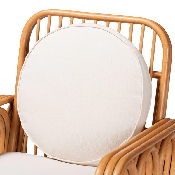 English Elm Bohemian Natural Rattan Accent Chair with Open Weave Frame for Sunroom or Living Room B2750P467786
