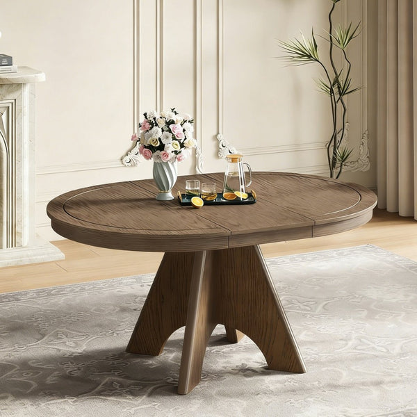 English Elm Trexm Rustic Farmhouse Extendable Dining Table Oak Veneer Drop Leaf Seats Six Espresso N715P399861P