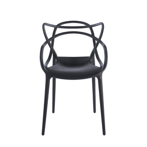 English Elm Pvc Sleek Matte Black Dining Chair Set of 4 for Kitchen Studio or Cafe Use W3766P436153