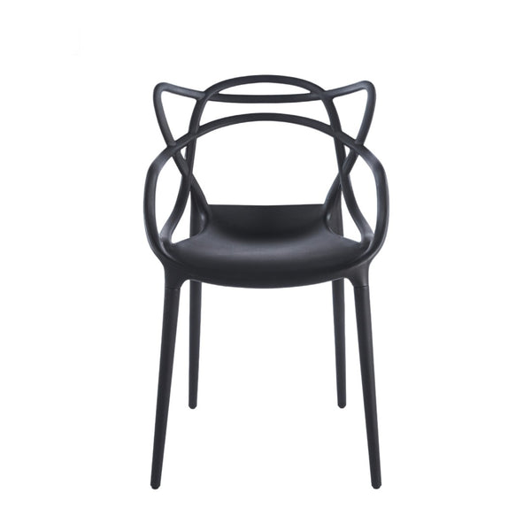 English Elm Pvc Sleek Matte Black Dining Chair Set of 4 for Kitchen Studio or Cafe Use W3766P436153