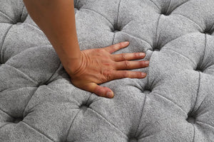 English Elm Transitional Hoople Channel Tufted Swivel Chair with Curved Back and 360° Base Upholstered Accent Piece Light Gray 45 L x 43 W x 26 H B2741P400834