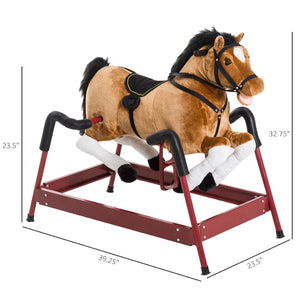 English Elm Kids Plush Rocking Horse with Sound Effects Spring Suspension and Padded Saddle Seat T3971P383500
