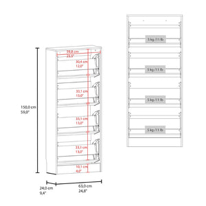 English Elm White Slim Vertical Shoe Cabinet Four Doors Entryway Storage Melamine Finish B062P486515