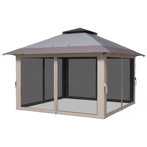 English Elm Outsunny 13x13 Pop up Canopy Gazebo with Mesh Netting Uv50 Steel Frame Outdoor W2225P485586
