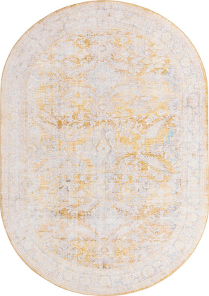 Unique Loom Timeless Thaddeus Machine Made Overdyed Rug Yellow, Ivory/Light Blue/Olive/Violet 7' 7" x 10' 6"