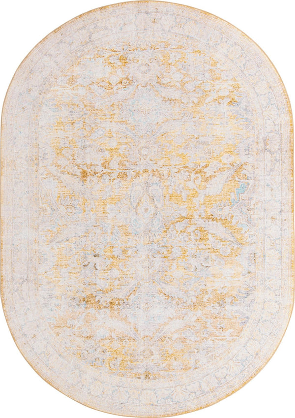 Unique Loom Timeless Thaddeus Machine Made Overdyed Rug Yellow, Ivory/Light Blue/Olive/Violet 7' 7" x 10' 6"