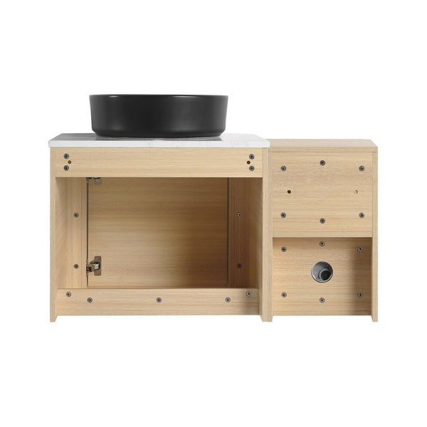 English Elm 36'' Wall-Mounted Bathroom Vanity With Artistic Ceramic Sink, Soft-Close Door & Space-Saving Storage W999S00468