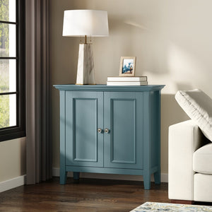 English Elm Amherst Solid Pine Storage Cabinet French Finish Transitional Style for Entryway or Living Room Blue B136P436044
