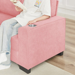 English Elm 83.86"Snowfleece Luxurious 3-Seater Sofa with High-Density Sponge & Spring Support, Cozy Velvet Pink W1359P215067