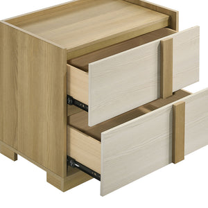 English Elm Lincoln Natural Two-Drawer Nightstand — Tidy Bedside Storage, Two-Tone Finish, Water-Resistant Surface B062P378405