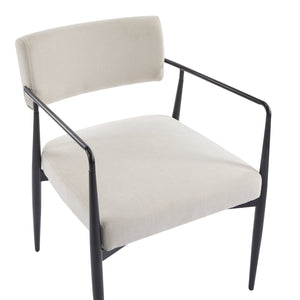 English Elm Christopher Knight Home® - Nora Mid-Century Dining Arm Chair with Foam-Padded High Back, Textured Fabric & Sturdy Metal Legs Beige,Black 30.7 L x 25.2 W x 19.7 H N776P272040I