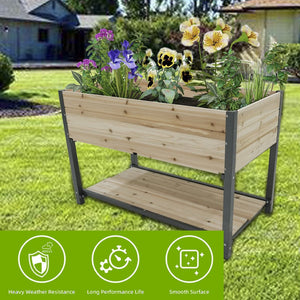 English Elm New Iron and Wood Raised Garden Bed with Drainage Ergonomic Height Outdoor Planter W1431P176217