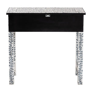 English Elm Coastal Capiz Shell Mosaic Console Table Iridescent Floral Inlay with Two Drawers B2750P467801