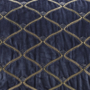 JLA Home Croscill Classics - Oblong Velvet Accent Pillow with Hand‑Beaded Net Pattern & Foxtail Stitching, Plush Goose Fill Navy CCL30-0061