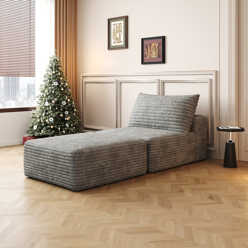 English Elm 66.9"Sofa Plush Corduroy Convertible Sleeper Chair with Pillow, No Assembly, Space-Saving Lounge Camel W2824S00063