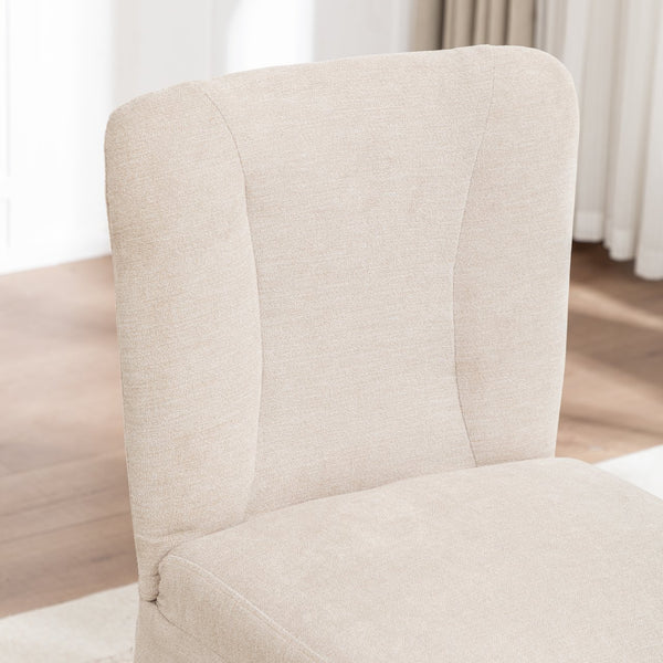 English Elm Linen Modern Dining Chairs Set of 2 — Padded Armless Fabric Side Chairs with Iron Legs, 250lb Capacity Beige W1170P365351