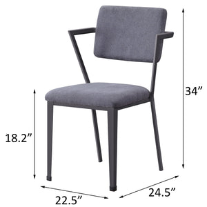 English Elm Grey Grey and Gunmetal Open Back Dining Chairs Set of 2 – Modern Breathable Grey Fabric, Padded Seats, Sturdy Iron Frame (34.5"H) B062P186531