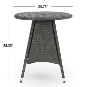 English Elm Christopher Knight Home® - CORSICA Grey Rattan Bistro Table – Weather-Resistant Resin Wicker, Metal Frame, Space-Saving Patio Piece 56313.00GRY