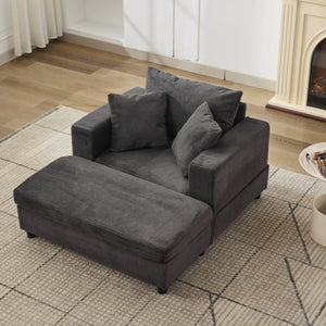 English Elm Chaise Lounge Chair With Removable Ottoman & Pillows - Modern, Pet-Friendly Accent Sofa Bed For Comfort W1170P353049