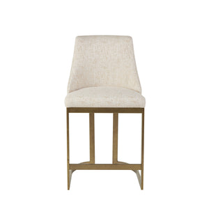 English Elm 26"H Bryce Upholstered Counter Stool with Cream Curved Back, Antique Gold Metal Base, Foam Comfort B035129476
