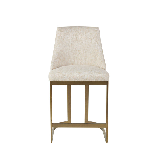 English Elm 26"H Bryce Upholstered Counter Stool with Cream Curved Back, Antique Gold Metal Base, Foam Comfort B035129476