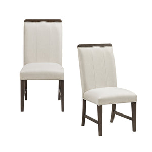 English Elm Contemporary Upholstered Dining Chairs Set of 2 — Beige Textured Fabric, Wire‑Brushed Brown Plywood Frame, 250 lb Capacity B011P355870