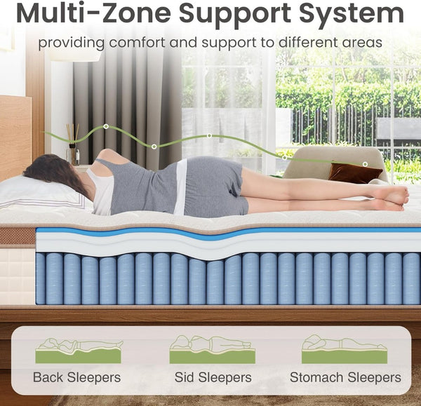 English Elm 12 Inch Full Hybrid Mattress Gel Foam Pocket Springs Firm Support Cool Sleep B2716P455233