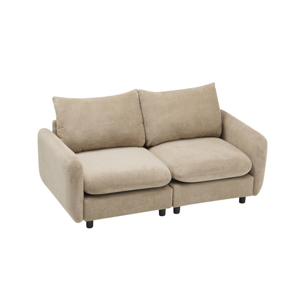 English Elm Christopher Knight Home® - 69 Modular 2-Seat Sectional Sofa Corner Chair with Solid Eucalyptus Frame, Reinforced Springs, Easy Assemble Camel N773IS00001N