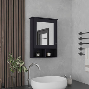 English Elm Vina Mirrored Medicine Cabinet 29" High Organizer with Three Hidden Shelves and Two Open Shelves, Durable Storage Black 34.7 L x 23.3 W x 4.8 H B200P235868