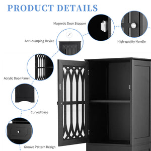 English Elm Tall Bathroom Cabinet Slim Freestanding Storage with Drawer & Doors, Adjustable Shelves, MDF Build Black WF289427AAB