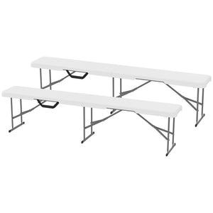 English Elm 2 Pack Portable Folding Benches Hdpe Top Powder Coated Frame Outdoor Seating Set T3971P399228
