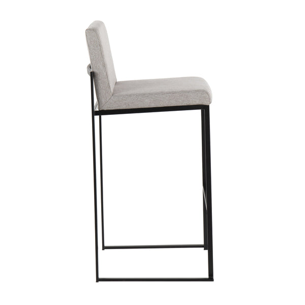 English Elm Fuji High Back Barstool Set Of 2 - Modern Grey Fabric & Black Steel For Kitchen & Home Bar Comfort B202P222184
