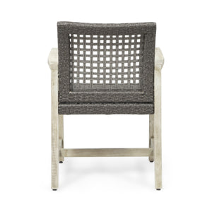 English Elm Christopher Knight Home® - HAMPTON Acacia Wood Dining Chair Pair with Handwoven Wicker Seats and Durable Velvet Finish Black+Grey 60400.00MBLK