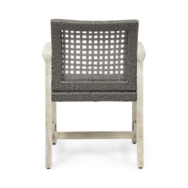 English Elm Christopher Knight Home® - HAMPTON Acacia Wood Dining Chair Pair with Handwoven Wicker Seats and Durable Velvet Finish Black+Grey 60400.00MBLK