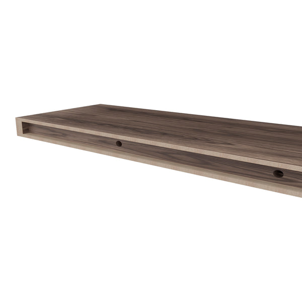 English Elm Iva Melamine Floating Shelf Set of 2 Cognac – 31.5" Recessed Wall Shelves, Sleek Display & Storage Solution B128P237161