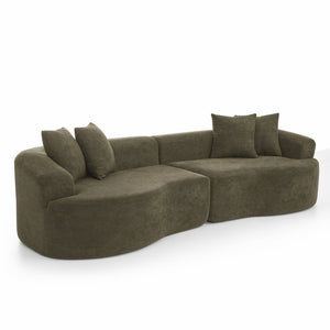 English Elm Modern Chenille Curved Sectional Sofa Cloud Silhouette Four Seat Living Room Couch W1413S00134