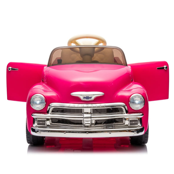 English Elm 12v Chevrolet 3100 Licensed Vintage Pickup Ride on Truck with Led Lights and Parent Remote Pink W1578P214161