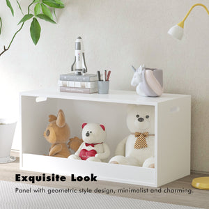 English Elm Open Toy Storage Box for Kids White Wooden Organizer Bin - Open Front Plush & Book Holder, Modern Playroom Solution W808P298013
