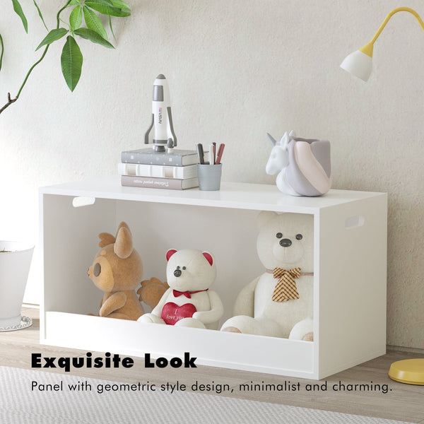 English Elm Open Toy Storage Box for Kids White Wooden Organizer Bin - Open Front Plush & Book Holder, Modern Playroom Solution W808P298013