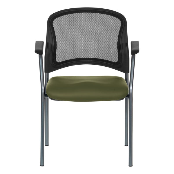 OSP Home Furnishings Progrid Mesh Back Stackable Chair with Titanium Frame for Conference Rooms Sage 86710R-R106