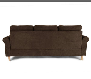English Elm Reversible Tufted Velvet Sectional Sofa with Reversible Chaise, Nailhead Trim and Accent Pillows Tan 34 L x 88 W x 23 H B089P389527