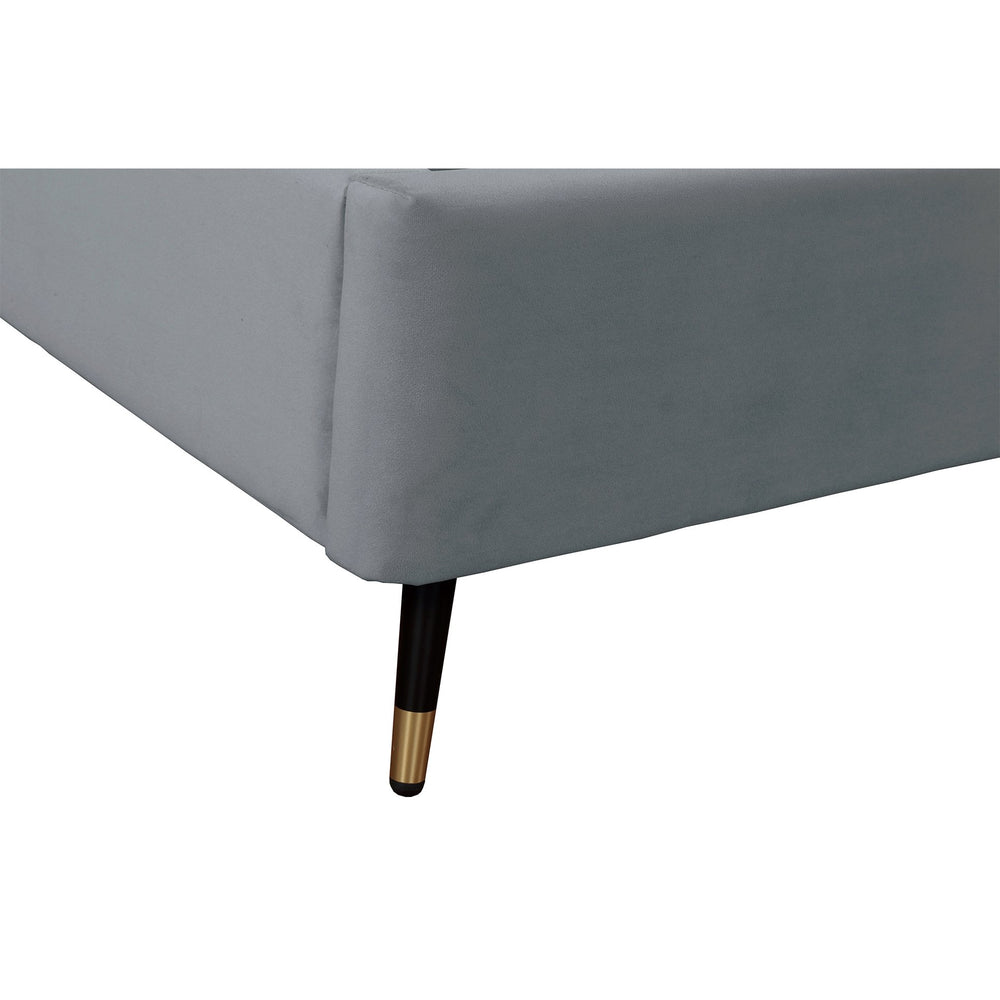 English Elm Crosby Upholstered Velvet Queen Bed - Modern Gray Design With Chevron Headboard & Easy Assembly B365S00039