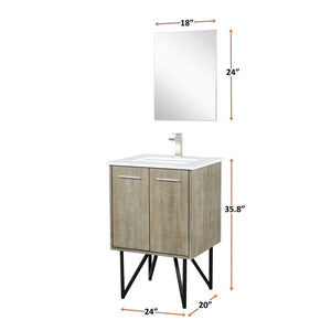English Elm Rustic Acacia Bath Vanity Set With White Quartz Top, Brushed Nickel Faucet & 18" Mirror - Perfect For Small Spaces! B2731S01923-GIGA