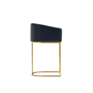 English Elm Louvre Modern Metal Counter Stool In Black Leatherette With Gold Base, Fully Assembled Comfort & Style B365P400008