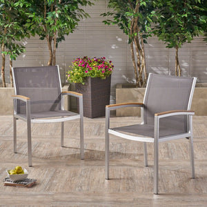 English Elm Luton Outdoor Aluminum Dining Chair with Mesh Seat and Faux Wood Armrests 62760.00