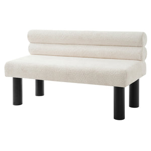 English Elm Upholstered Dining and Entryway Bench with Rubberwood Legs Padded Seat 300 Lb Capacity Beige,Black N779P371712A
