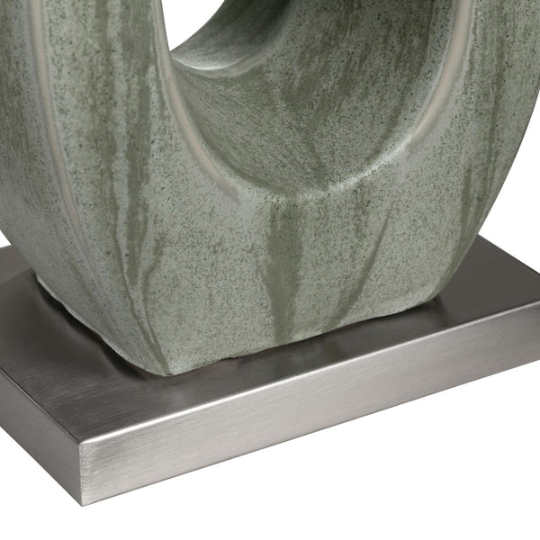 Crestview Collection 33.5"H Elegant Ceramic Table Lamp With Artistic Oval Cutout, Soft Green Shade & 3-way Socket   Cvazp149