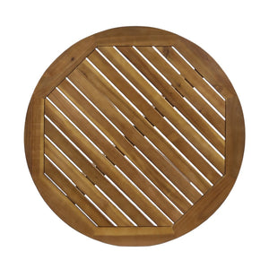 English Elm Stamford Solid Acacia Round Side Table Slatted X-base Design for Patio or Living Room Teak N770P414166T