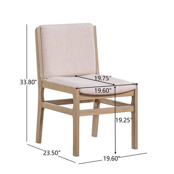 English Elm Christopher Knight Home® - Dining Chair Contemporary Upholstered Rubberwood Frame Set of 2 with Clean Lines and Cozy Seats () Light Natural N771P347927A