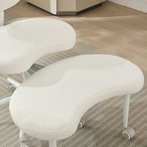 English Elm Meditation Chair Plus patented active seating with lumbar support, swivel footstool & memory foam comfort Ivory W1143P314942